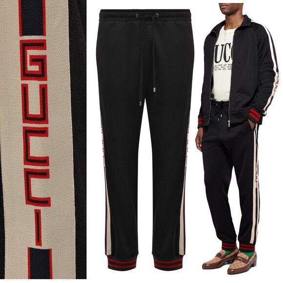 GUCCI PANTS MENS TRACK LOGO LOUNGE TROUSERS WEB TECH sz XXXL - Picture 1 of 16